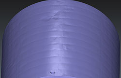 Фрагмент обмерной модели резервуара, построенной по результатам лазерного сканирования для целей градуировки